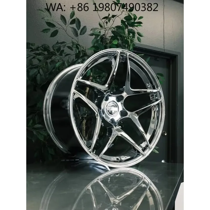 18-19 Inch RCSR Triple Chrom Forged Wheels Tandem Design Brushed Finish Aftermarket Compact Car Rims