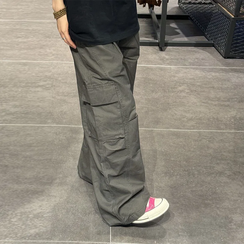 

Американские широкие брюки-карго в стиле парашютиста, мужские повседневные брюки свободного кроя, прямые длинные брюки на осень и весну