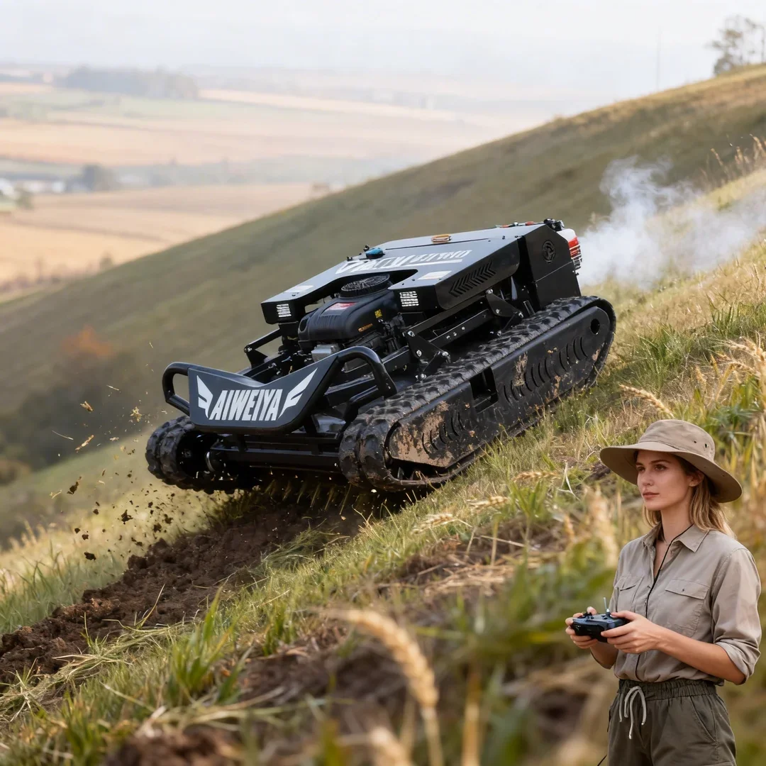 

Customized Wireless Remote Control Tracked Tank Flail Lawn Mower All-Terrain 900mm Cutting Width for Garden & Big Lawn