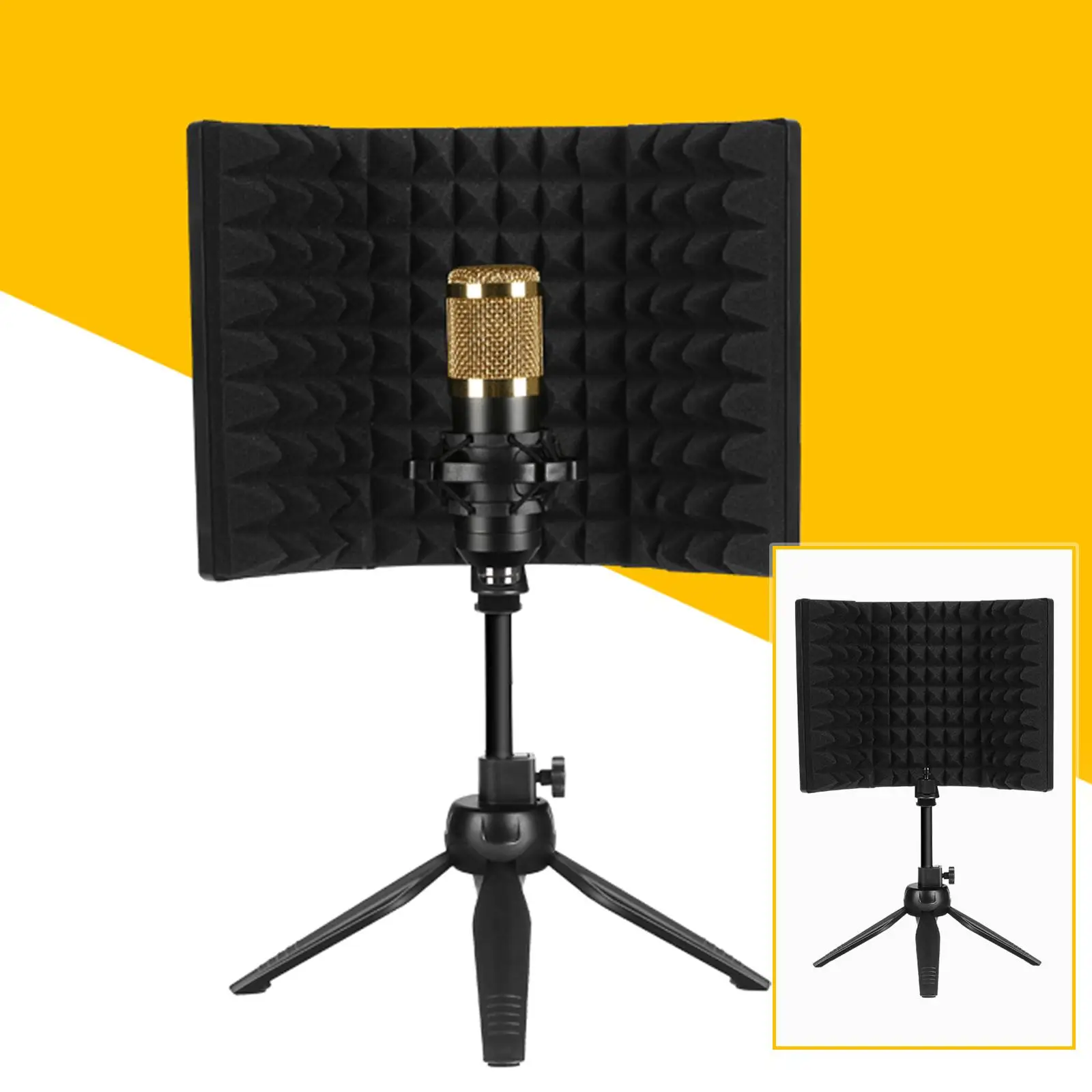 Microphone Isolation , 3-Panel Mic Sound orbing Foam Recording , With stand