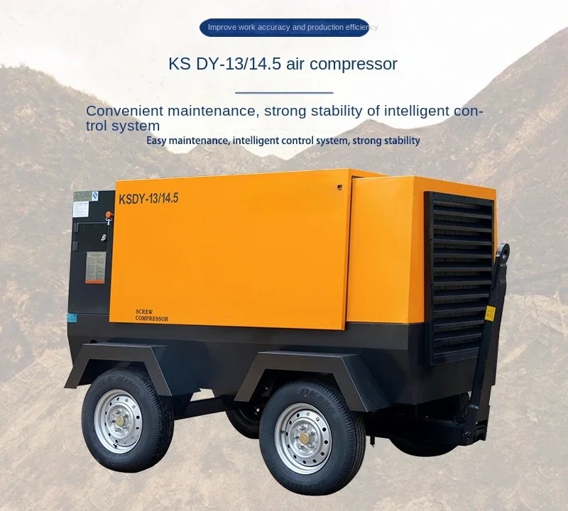 Mobile electric screw compressor with a pressure of 13 cubic meters and 14.5 kilograms