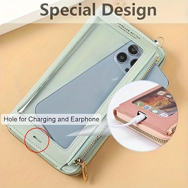 

Touchscreen Womens Phone Case with Strap, Hands Free Phone Pouch, Phone Wallet, Travel Essential, Anti-theft Wallet, Daily Carry