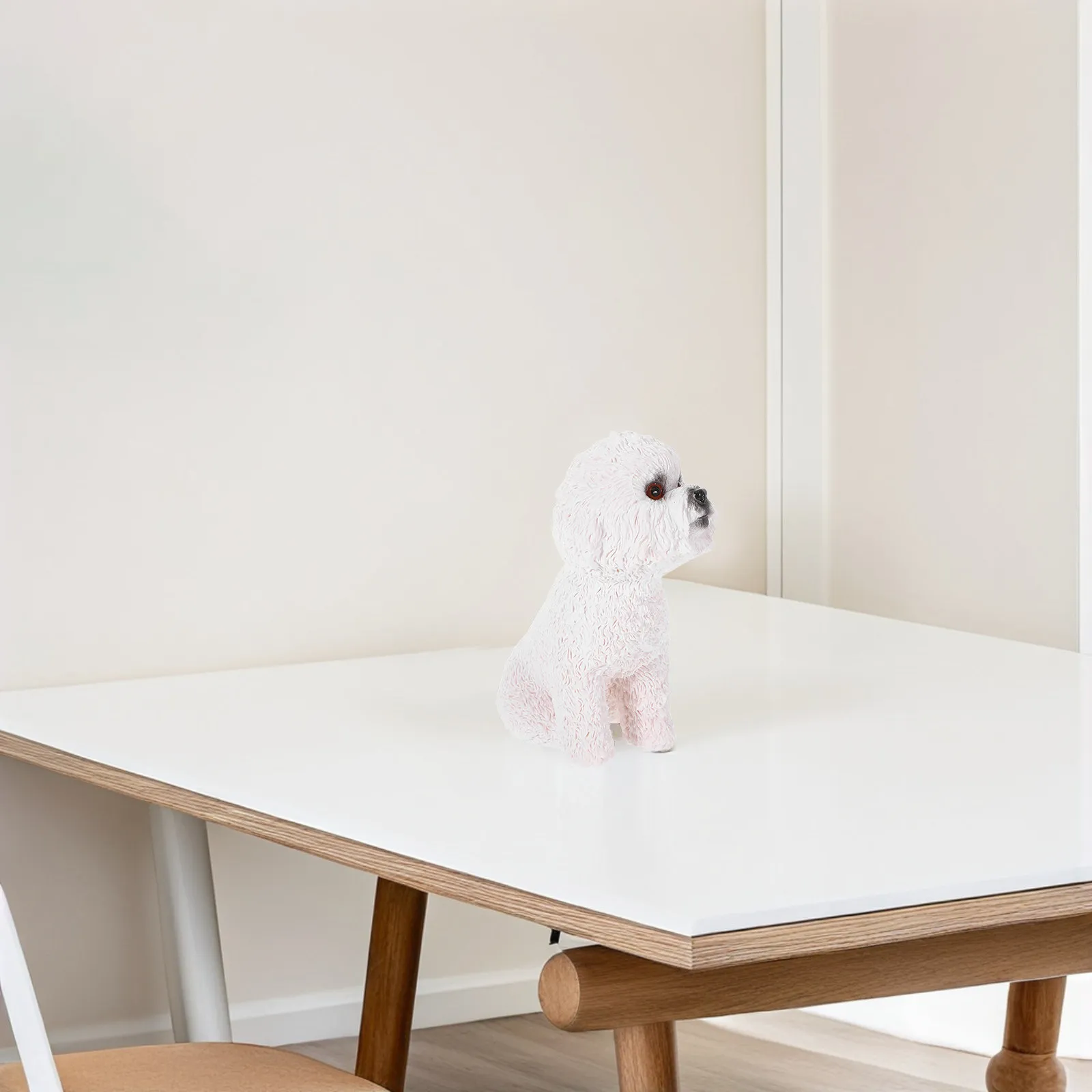 1Pcs Adorable Mini Dog Ornament Realistic Poodle Design Home Office Car Cabinet Decoration Fine Craftsmanship Stable Base