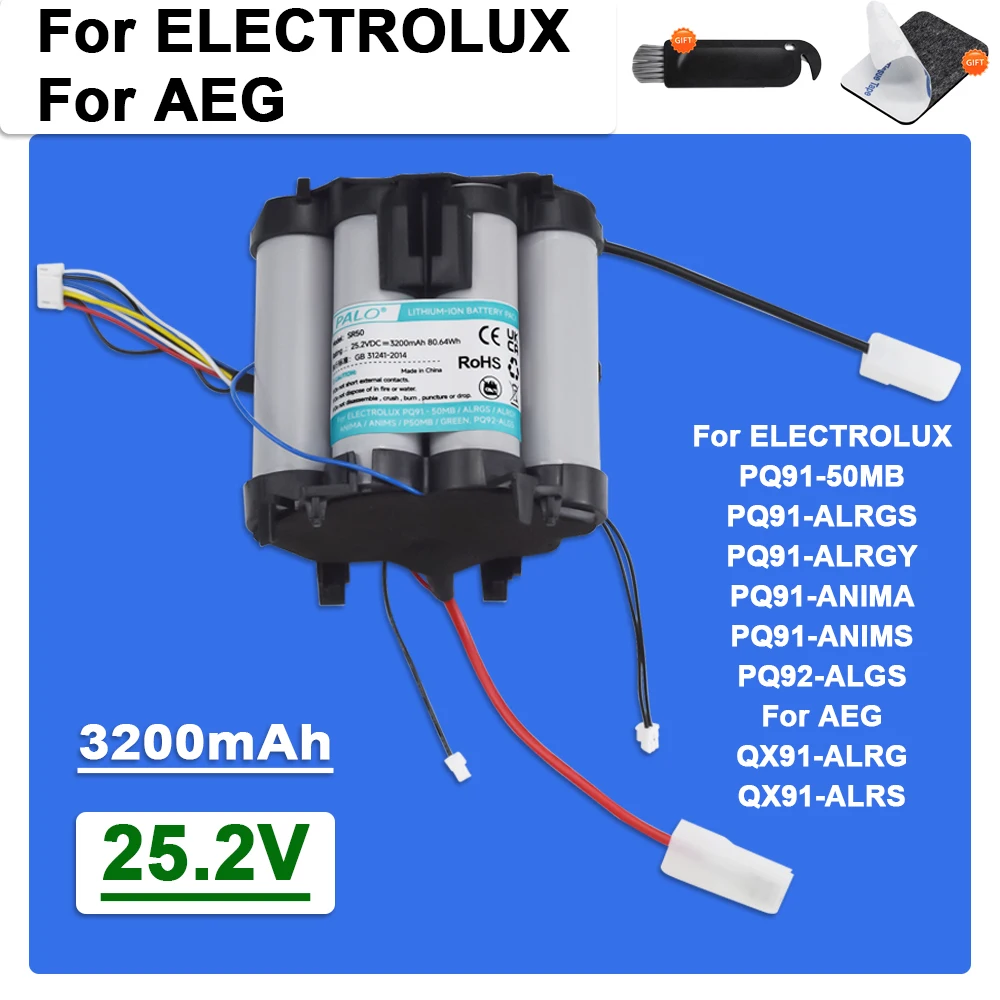 

3200mAh 25.2V Vacuum Cleaner Battery For ELECTROLUX PQ91-50MB,ALRGS,ANIMA 25.2V Lithium battery for AEG QX91-ALRG QX91-ALRS