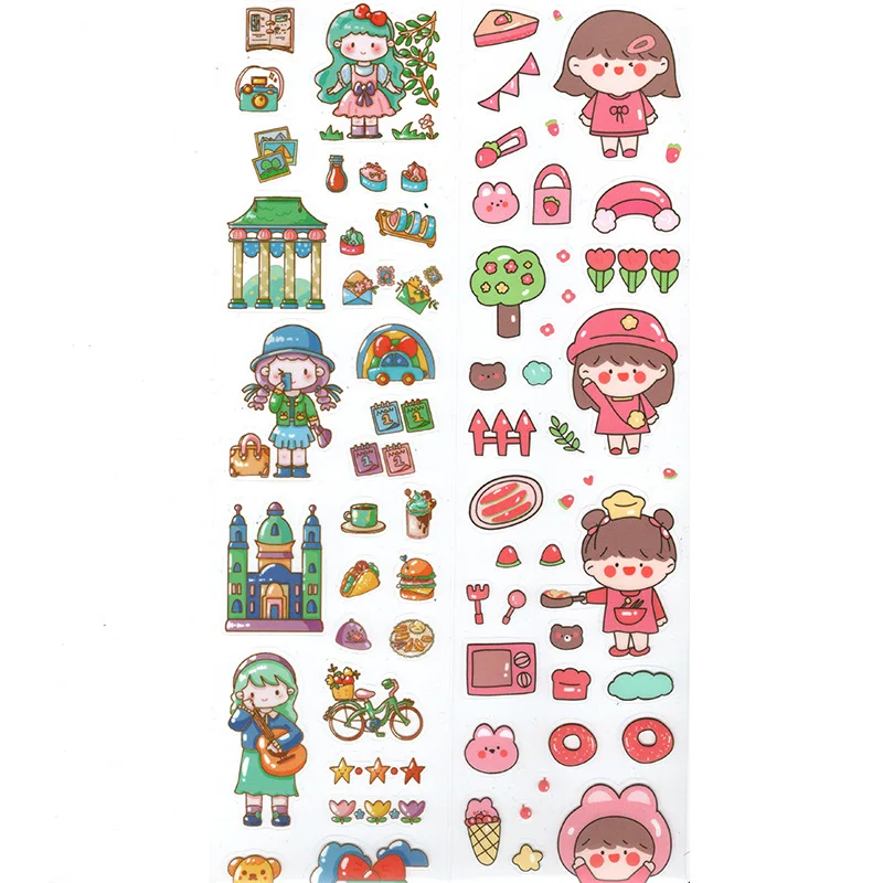 41 Sheets Creative Hand Account DIY Decor Collage Material Plain Sheet Stickers PET Waterproof Cartoon Sticker Decorative