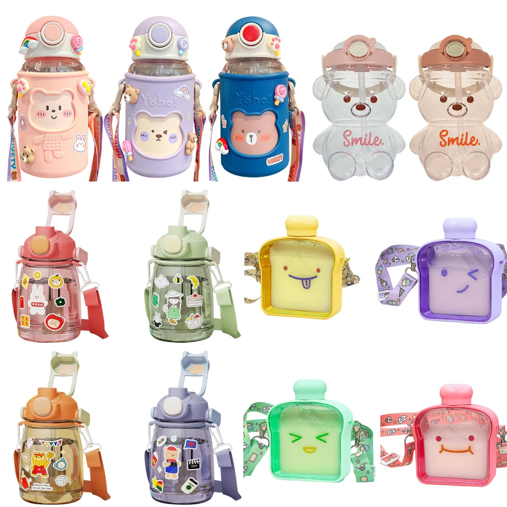 Kawaii Water Bottle Cute Bear Kettle Travel Sport Tumbler Po