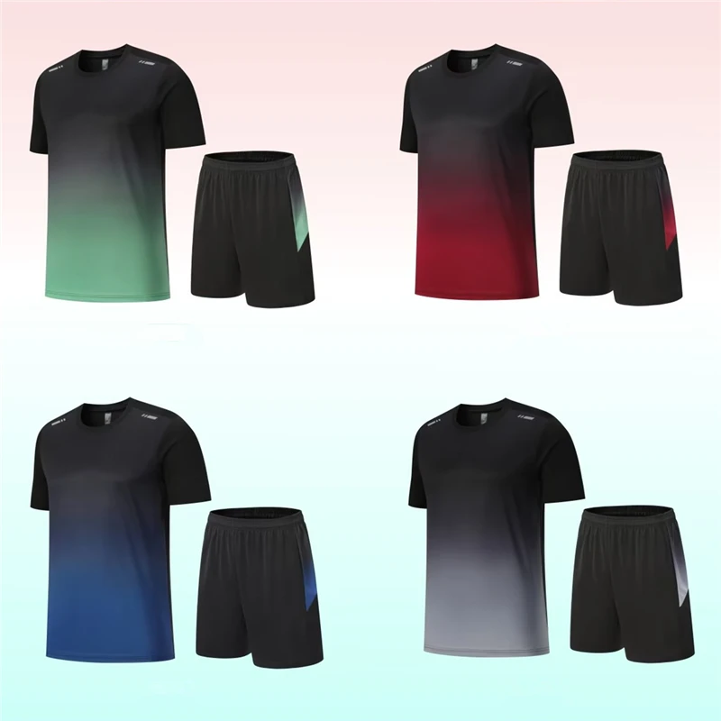 Ternos de desporto masculino roupas de treino de treino de treino conjunto de camisas esportivas de corrida para homem