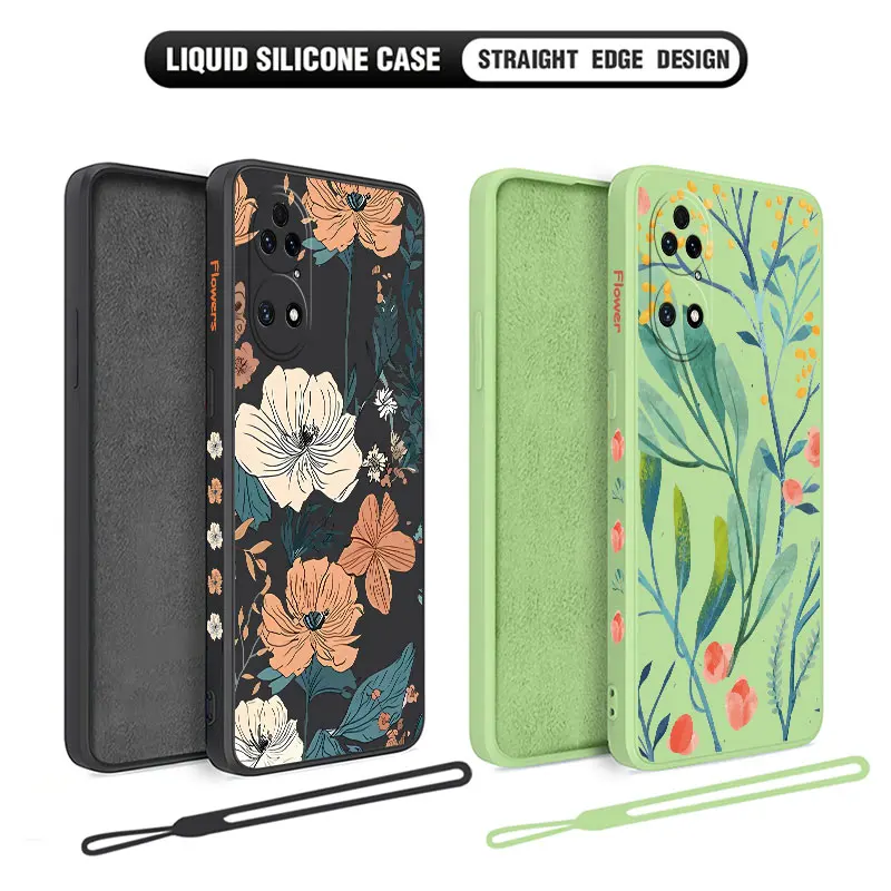 French Vintage Flower Phone Case For Huawei P50 P40 P30 P20 Nova 10 10SE 9 9SE Mate 40 30 20 Pro Lite P Smart 2021 Y7A Cover