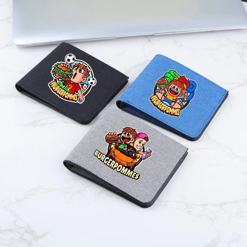 Burgerpommes Icrimax Wallets Men Cute Boys Purses Cartoon Anime Graphic Print Purse Multi-layered Portable Wallet Party Gifts