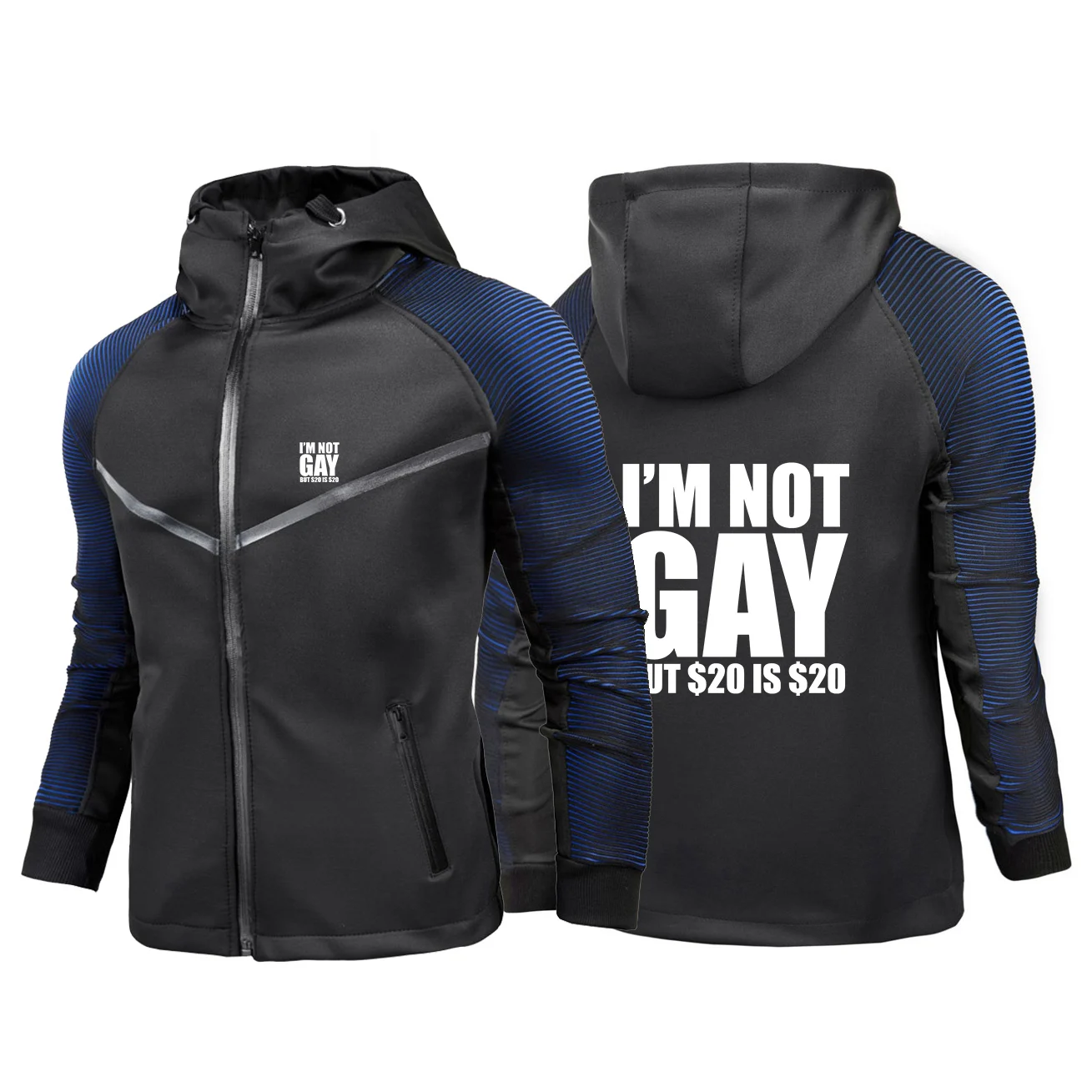 

2025 весенне-осенний мужской модный облегающий дышащий гоночный костюм на молнии с градиентом цвета «I'm Not Gay But 20 Is 20.