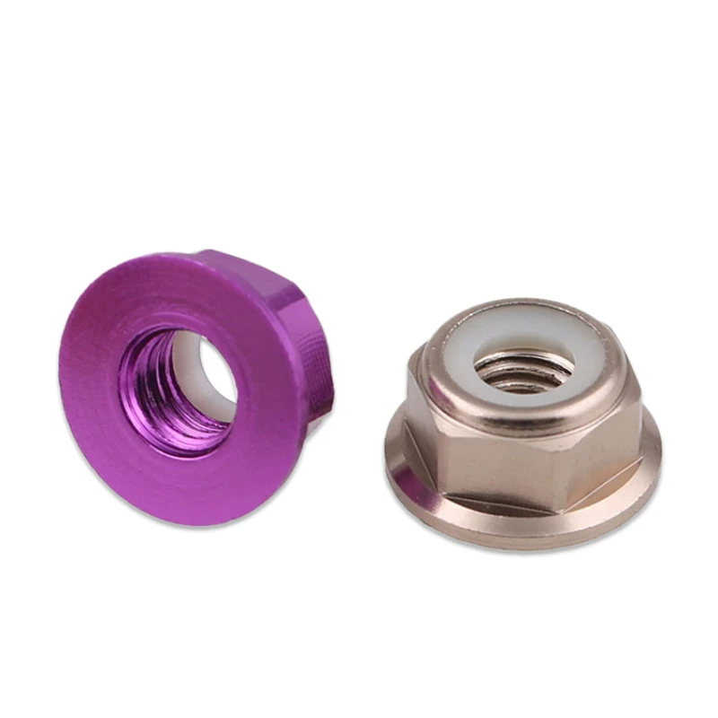 M2 M3 M4 M5 M6 Colored Aluminum Alloy Flange Nut, Nylon Insert Lock Nut, Self-Locking Nut, Nylon Rivet Nut