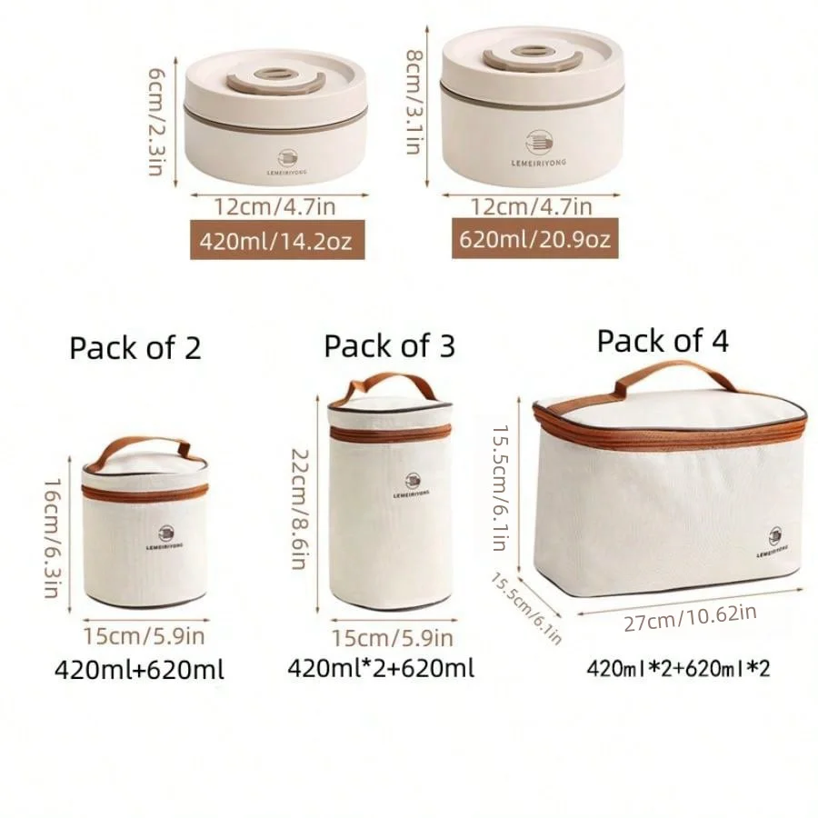 Lunch Box Portable Insulated Lunch Container Set Stackable Bento Stainless Steel Lunch Container