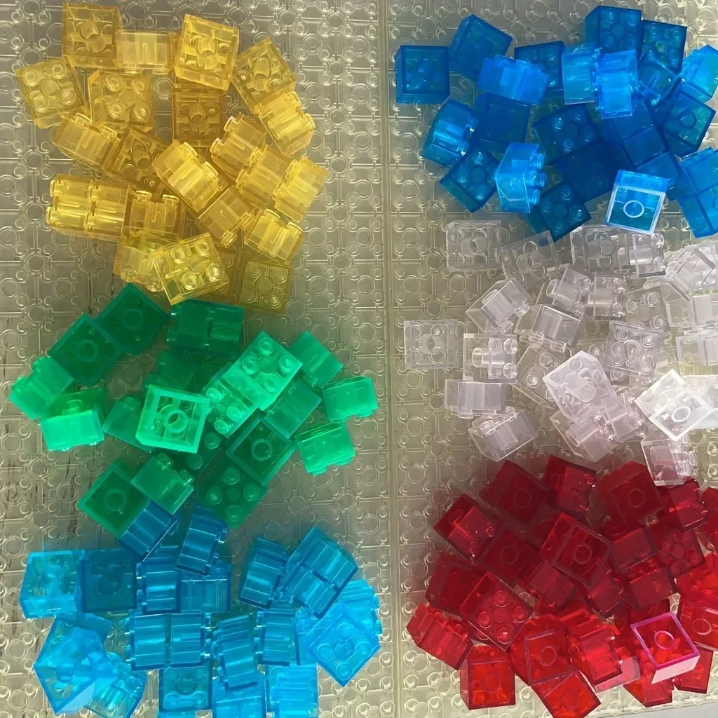 20pcs Transparent Clear Brick 2x2 Building Block MOC Parts Toys For Children DIY House Waterfall Compatible 3001 3003