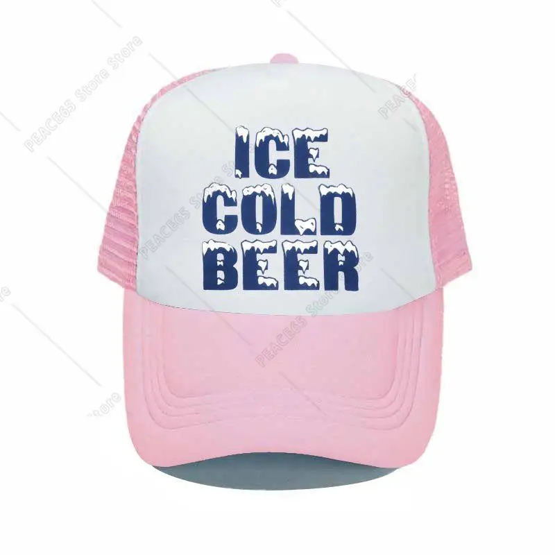 Ice Cold Beer Mesh Trucker Hats Cold Alcohol Drinking Sprzedaż Reklama Oddychające czapki Snapback Miłośnik piwa Czapki imprezowe