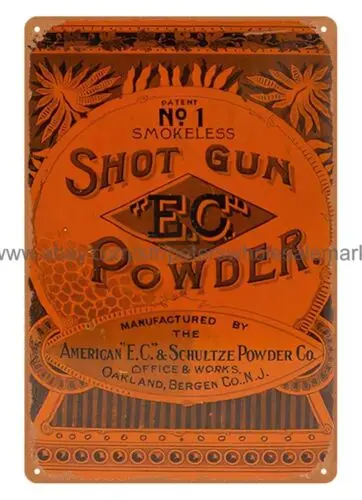 1903 Gunpowder American E.C. Shot Gun Powder ammo firearm hunting tin sign