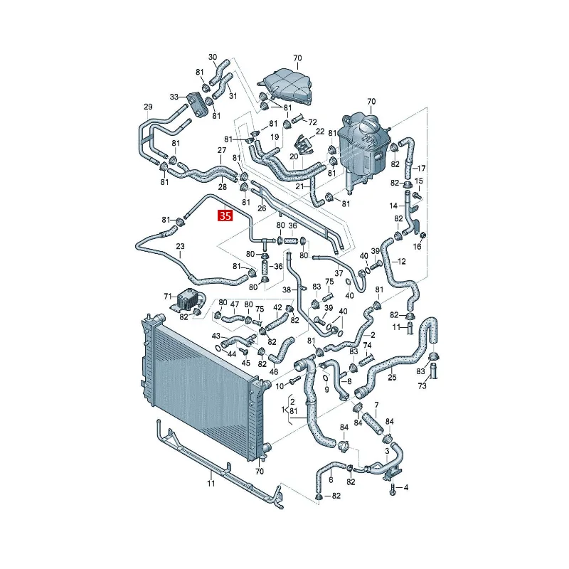 طوارق Huiteng Q7 أنابيب التبريد أنابيب المياه 059121086P 059121086J 059121086M 059121086Q