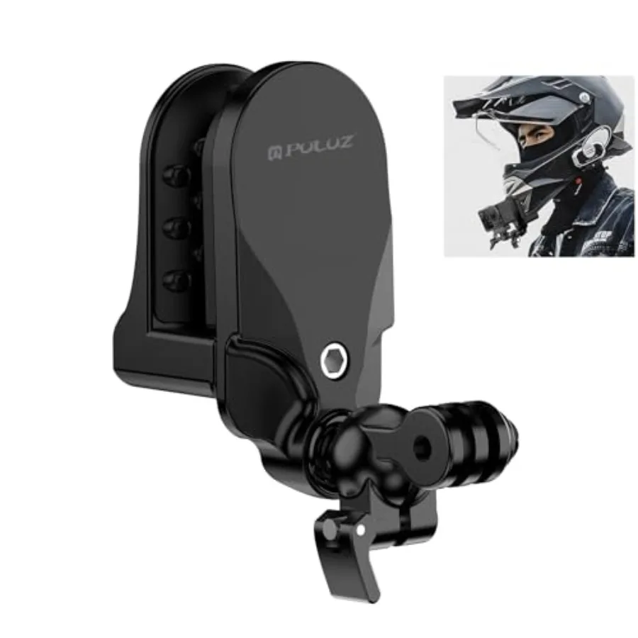 

PULUZ Action Camera Accessories Motorcycle Helmet Chin Clamp Mount for Insta360 X3 X2 ONE RS GoPro HERO12 Black 11 Black DJI Os