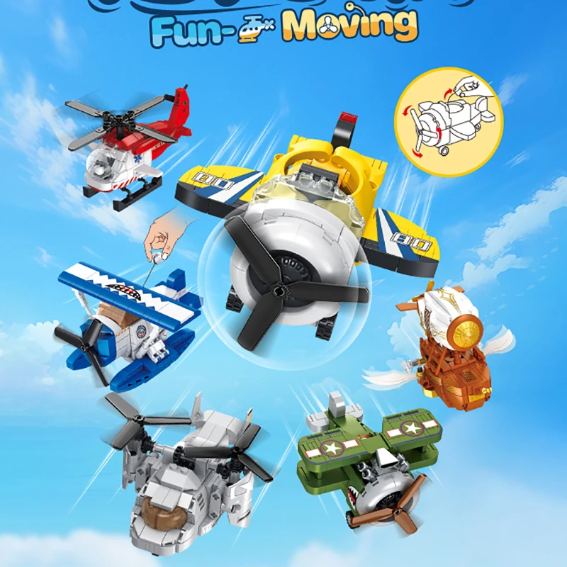 New Arrivals Puzzle Building Blocks Toy Nostalgic Airplane Combination Brain-boosting Assembly Moving Aircraft Toys Gift