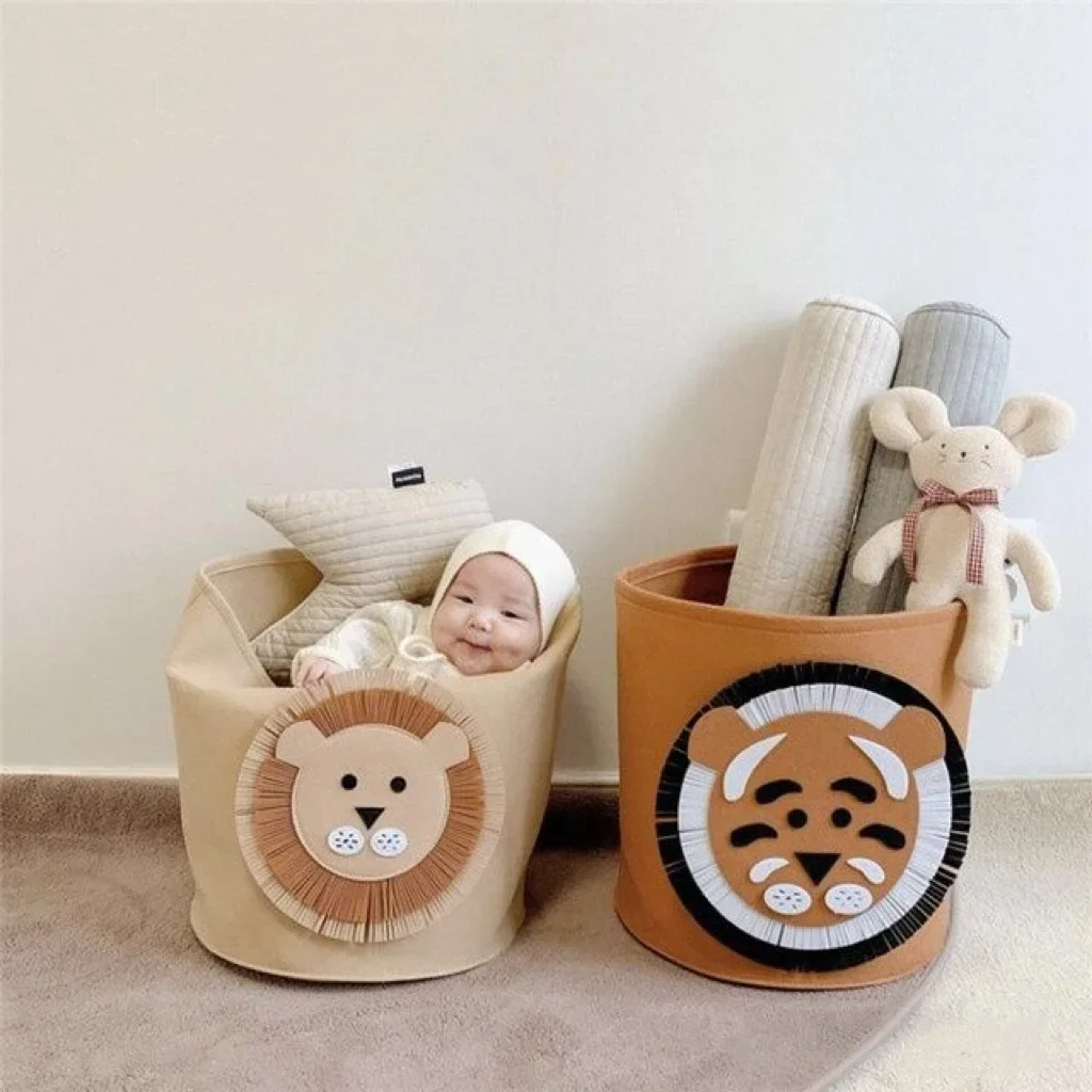 

Cotton Animal Storage Basket Kids Toys Clothes Shoes Organizer Sundries Folding Storage Box Cabinet Home Kwaii Basket Container