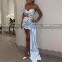 One Shoulder Short Bridesmaid Dresses With Appliques Waistline Cap Sheath Customized Mini Wedding Party Dress For Women