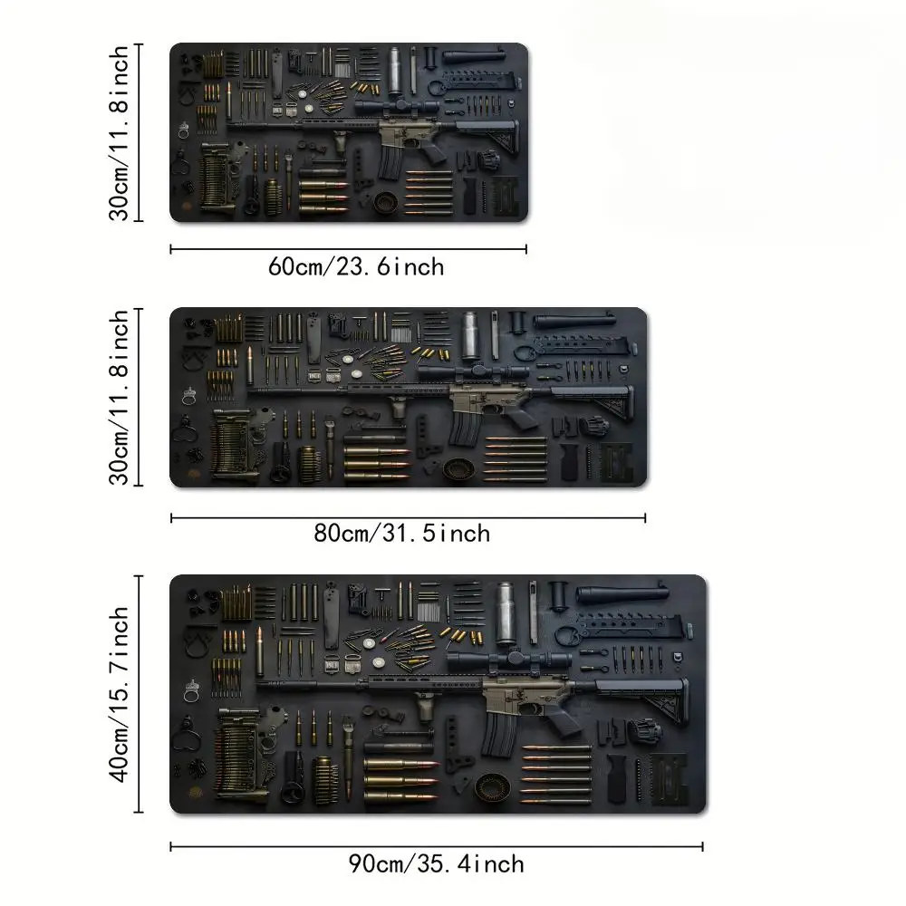 3D gun pattern theme Mouse Pad Desk Mat Gaming mat gamer pc accessories Non-Slip Rubber mouse pads maus pad rug FPS game mat