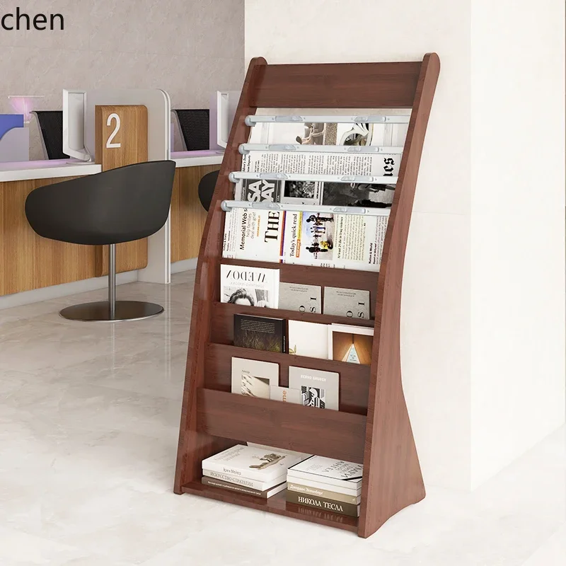CZ Wooden Newspaper Rack Magazine Storage Rack Floor-standing Document Display Rack