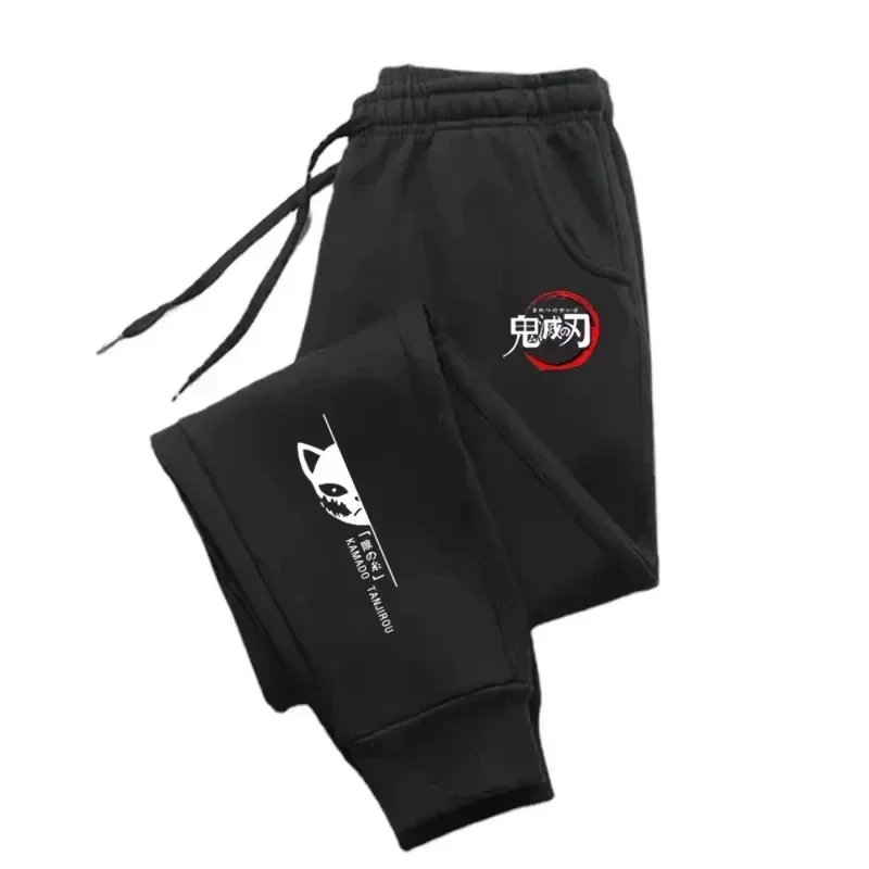 Herfst/Winter Modieuze Japanse Anime Demon Slayer Print Sport Hardlopen Fitness Comfortabele warme sportbroek Volwassen lange broek