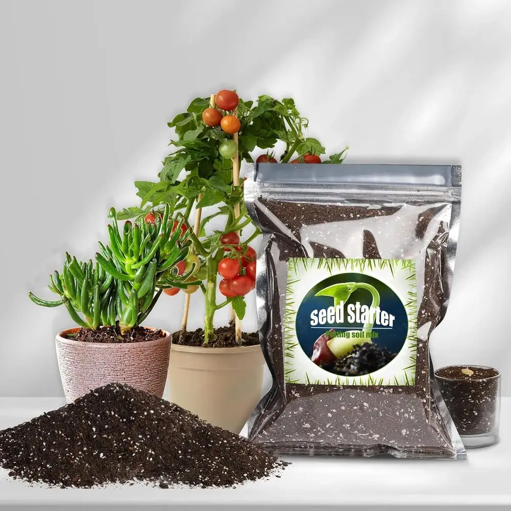 Seed Starter Premium Potting Soil Mix 1qt, Natural Seed Starter Mix for Germination and Strong Root Systems