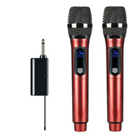 Professional UHF Metal Singing Microphone Wireless Microphone Cordless Dual Mic Rechargeable Dual KTV Set for Karaoke Wedding