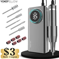 Taladro de uñas de 35000RPM, lima de uñas eléctrica recargable portátil con pantalla LCD HD, pulidor de uñas profesional para manicura