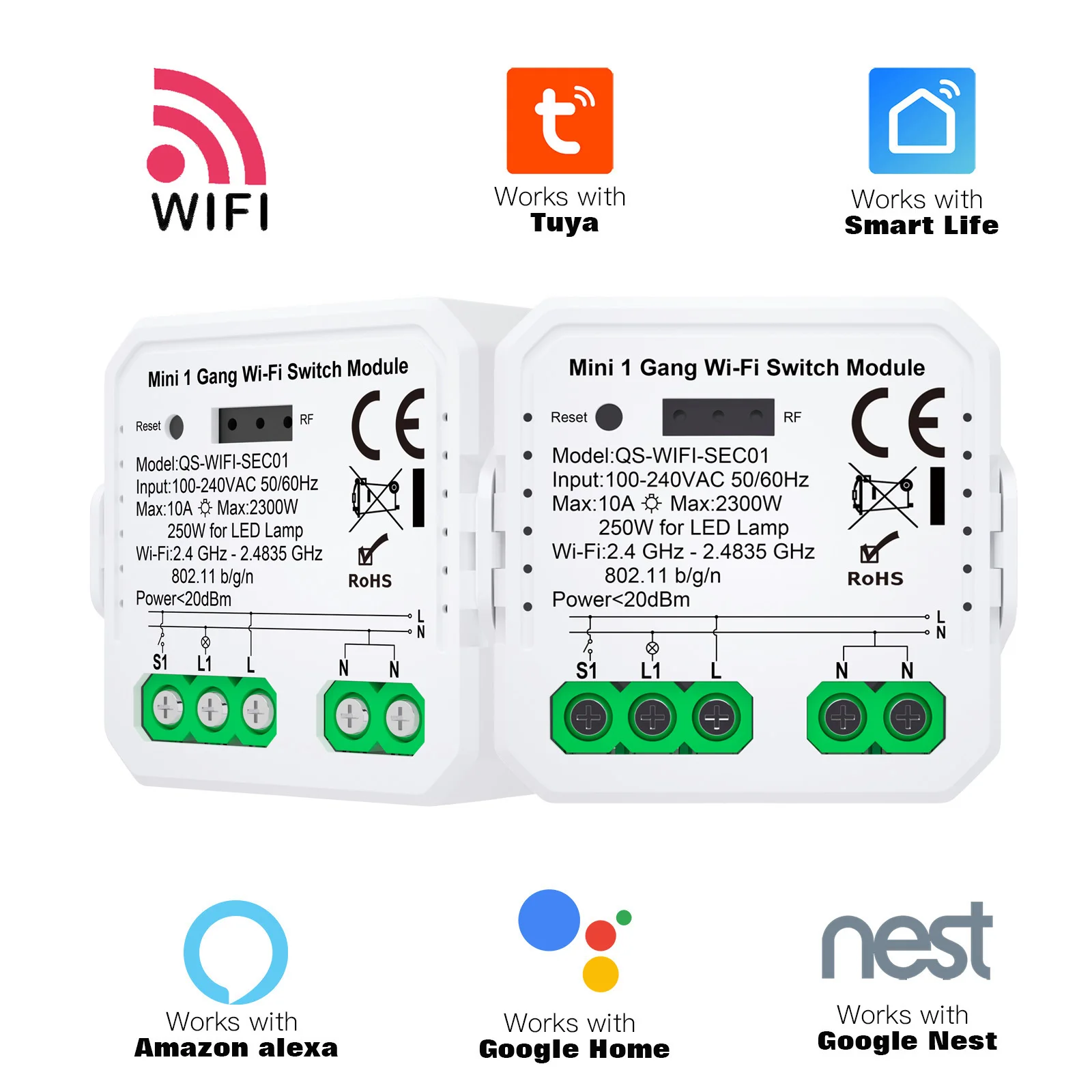 

Tuya WiFi Switch Module Mini Smart Breaker SEC-RF Extensible Controller For Alexa Google Home Voice Control