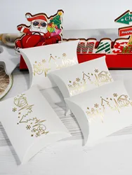 Merry Christmas Pillow Candy Box Kraft Paper Cookie Gift Packaging Box Bag 2024 Christmas Party Decor New Year ๏ปฟ