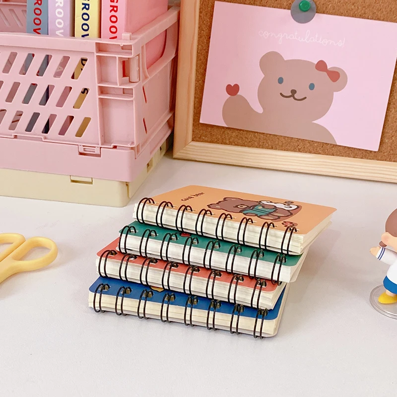 Small Spiral Notebooks, Cute Cartoon Pocket Notebook, Blank Memo Pads for Home Office Mini Note Pads, 76 Pages, 10.5x8cm