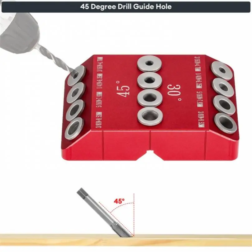 30/45/90 Degree Drill Guide Jig Multi-Angle Aluminum Alloy Hole Puncher Vertical Doweling Template DIY Carpentry Tools