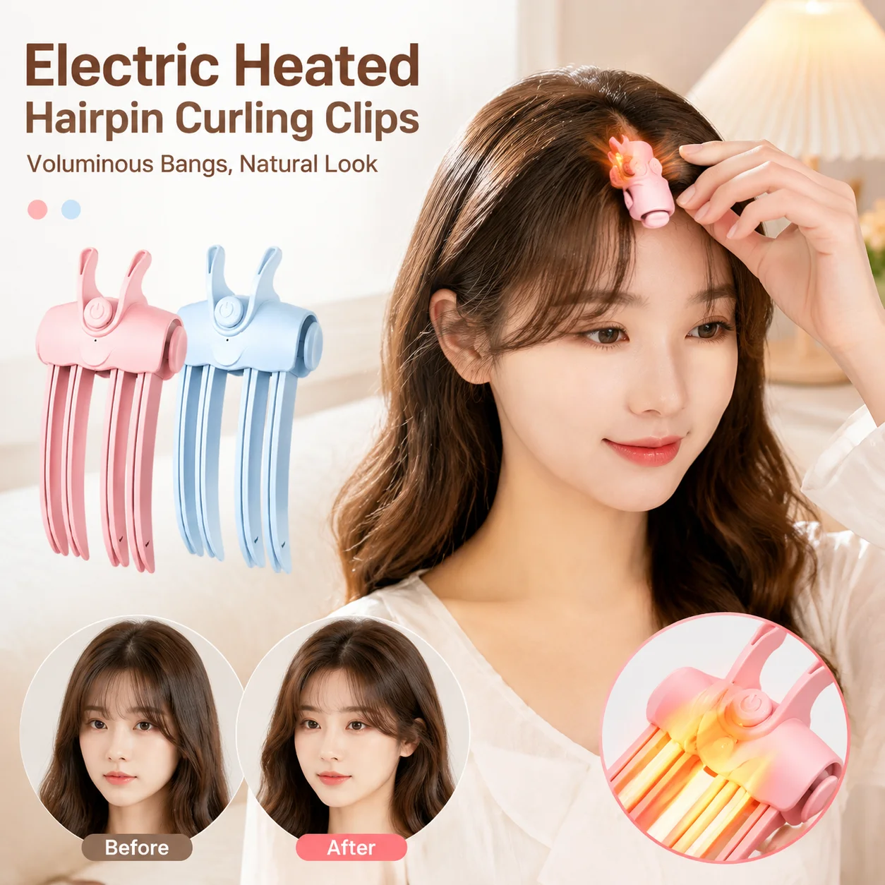 Electric Heated Hairpin Curling Clips for Women Bangs Hair Roots Volumizing Booster Rechargeable Hair Styling Accessories