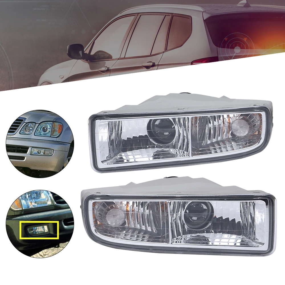 

Pair of Front Bumper Fog Lights +Blubs Durable Right + Left Side Daytime Running Lamp Replacement For 1998-2007 Lexus LX470