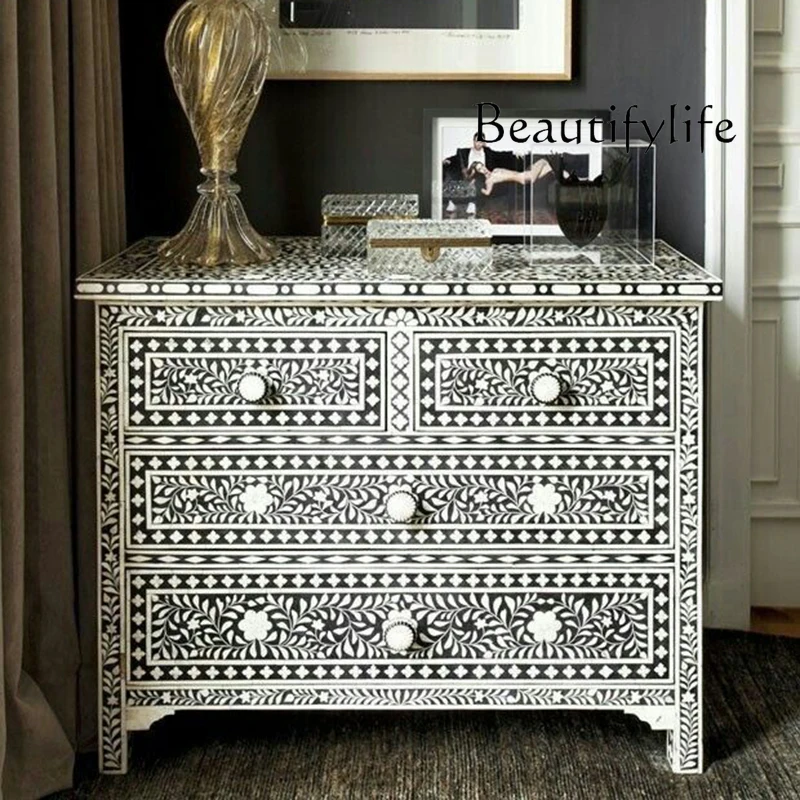 

American rural light luxury entrance bucket cabinet painted parquet storage decorative cabinet designer