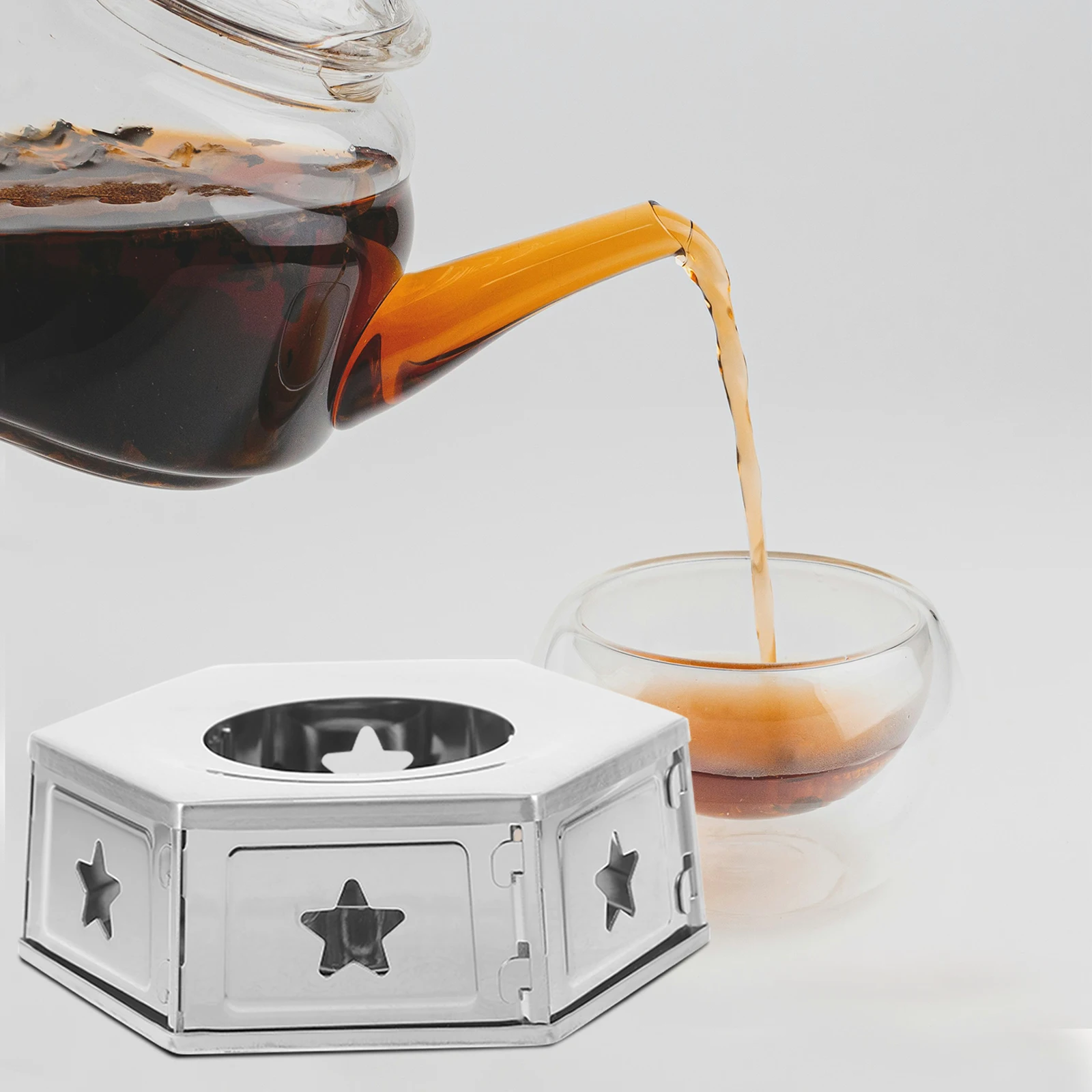 

Stainless Steel Warmer Base for Home Office Multi-functional Tea Heater Suitable Home Stainless Steel Tea Warmer Various Pots