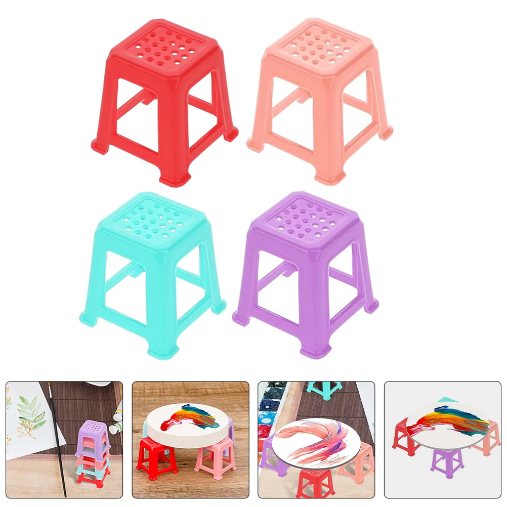

12pcs Mini Canvas Stands Paint Holder Portable Easel Realistic Props Plastic Painting Tools Versatile Set Student Stools