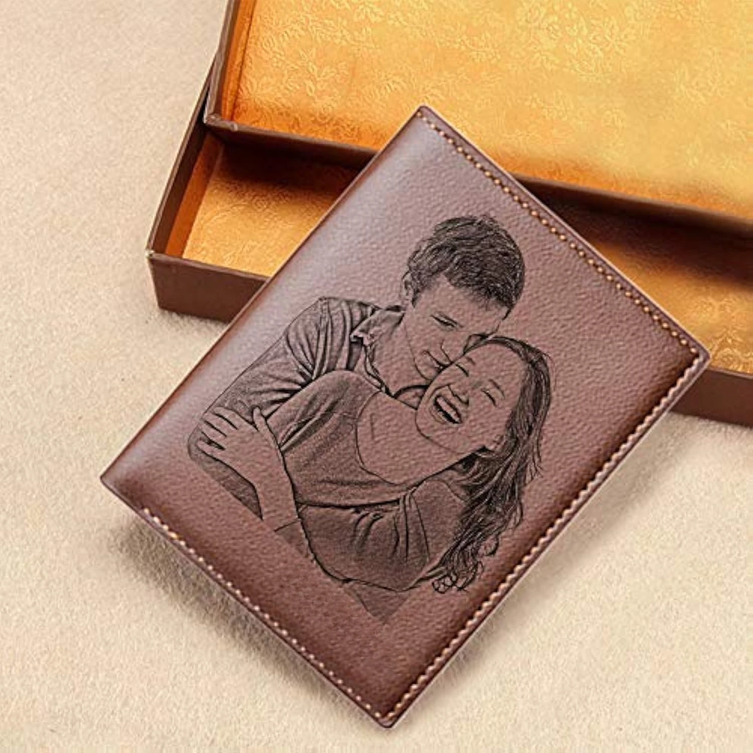 Men High Quality PU Leather Engraved Name Wallets Custom Picture Wallets Short Purse Personality Wallet Luxury Father's Day Gift