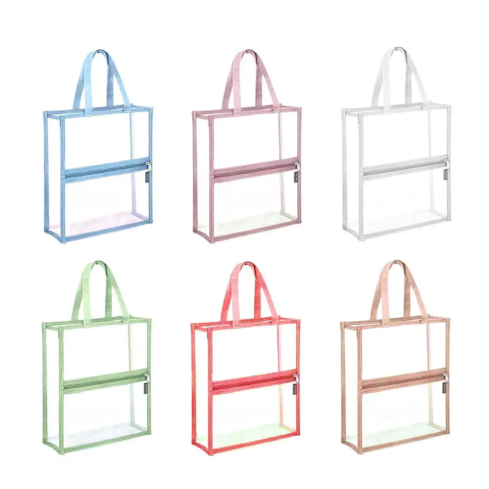 

Zipper Style Transparent File Bag Transparent Material Waterproof Feature Exam Specific Bag Double-layer Design Handbag Style