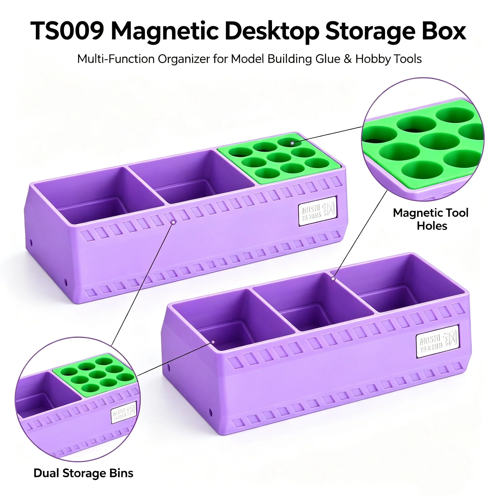 MSWZ TS009 Multi-Function Magnetic Storage Case, Desktop Portable Box for Model Assembly Glue Tools