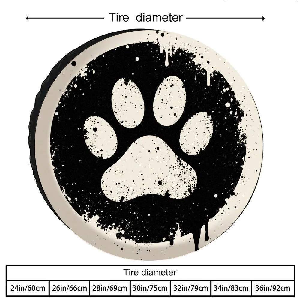 Animal Paw Print Splatter Design Tire Cover Polyester Spare Tire Protector for RV SUV Truck