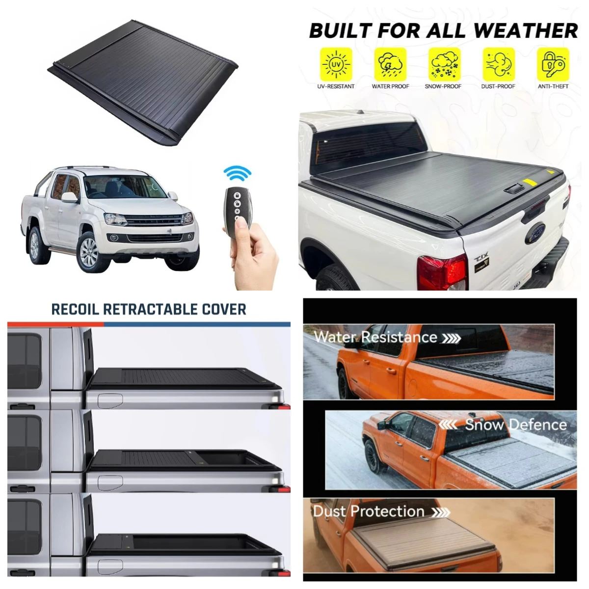 

Krono Wild Premium Pickup Truck Aluminum Alloy Tonneau Cover For Amarok's 2010+ Roller Lid-Waterproof Dustproof No Drill