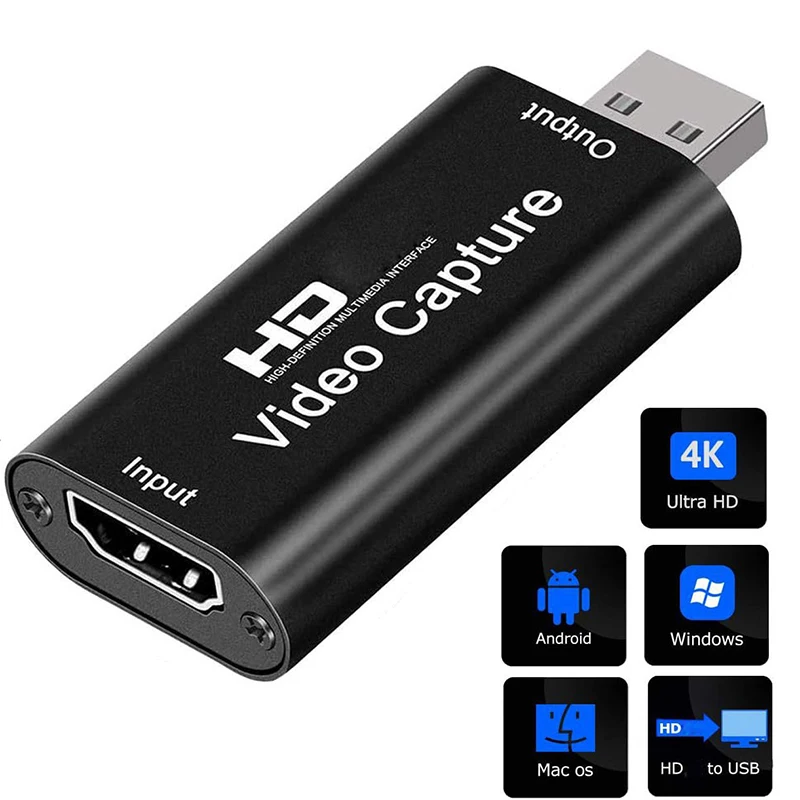 4K HDTV Video Capture Card Streaming Board Capture USB 2.0 Full HD 1080P Card Grabber Recorder Box for MI TV PS4 Game DVD Camera