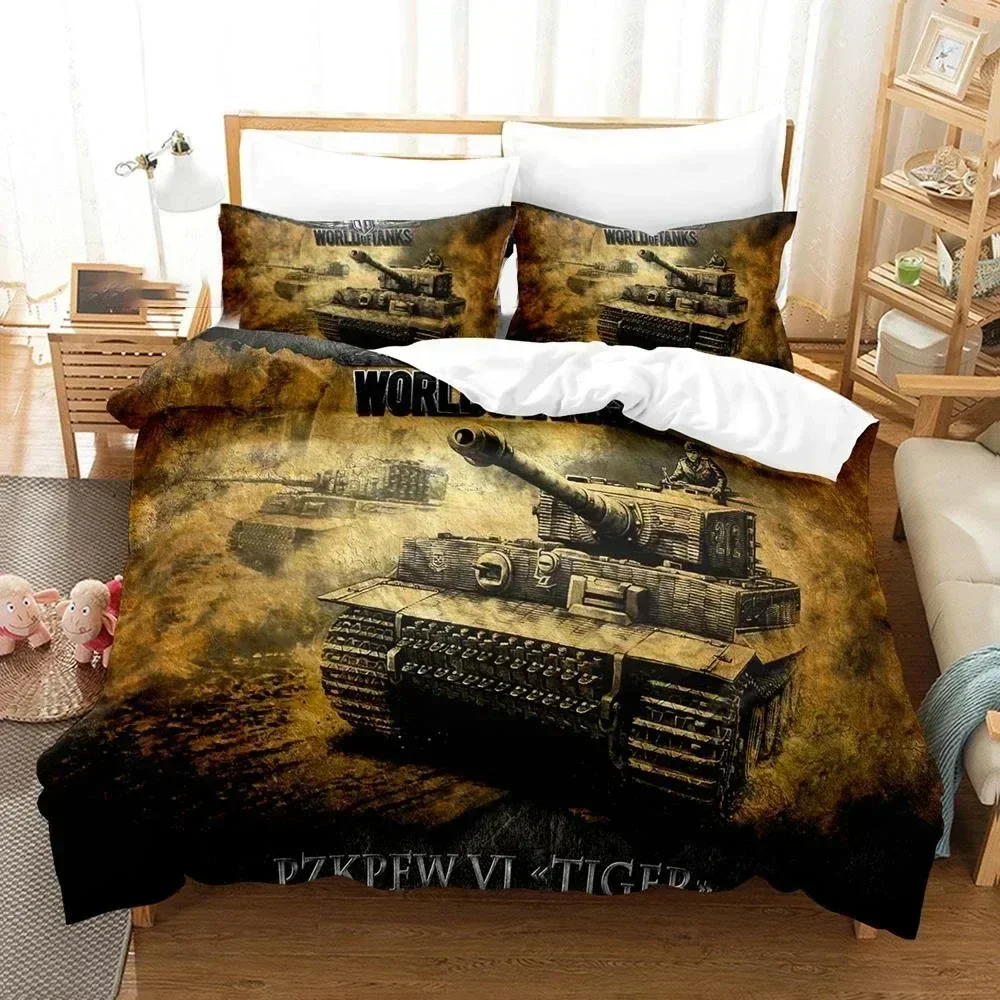 

3D World of Tanks Bedding Set Pillowcase Game Duvet Cover Double Twin Full Queen King Adult Kids Bedclothes For Quilt Cover size