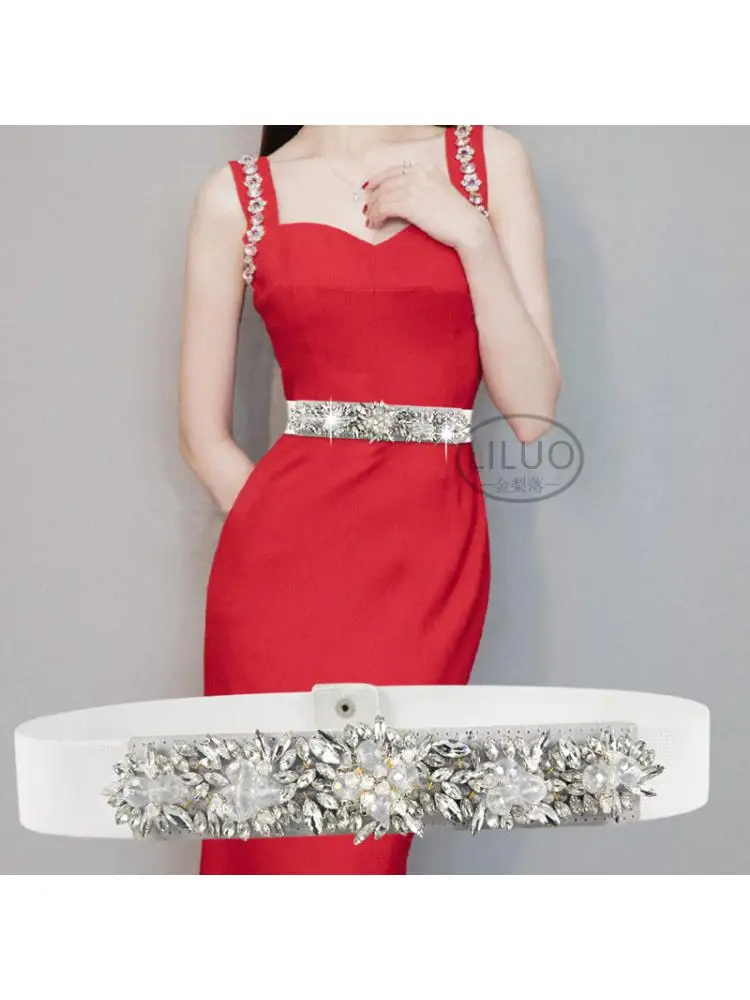 2023New Design Stone Waist Cover Decorative High End Sense Women Belt Dress Crystal Inlay Waisted Decoration Inlaid Fine Bright