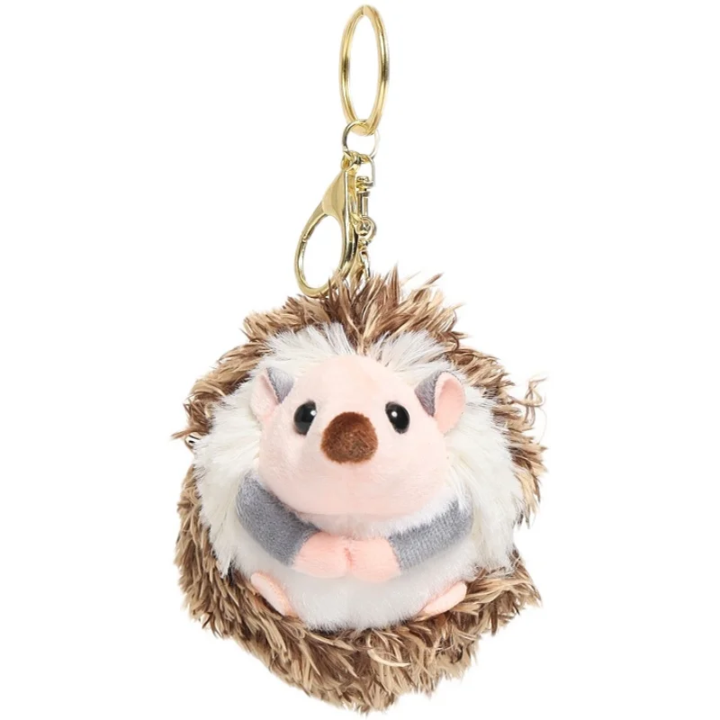 cute plush toy lovely cartoon animal sweet brown hedgehog soft small doll pendant key ring birthday Christmas gift