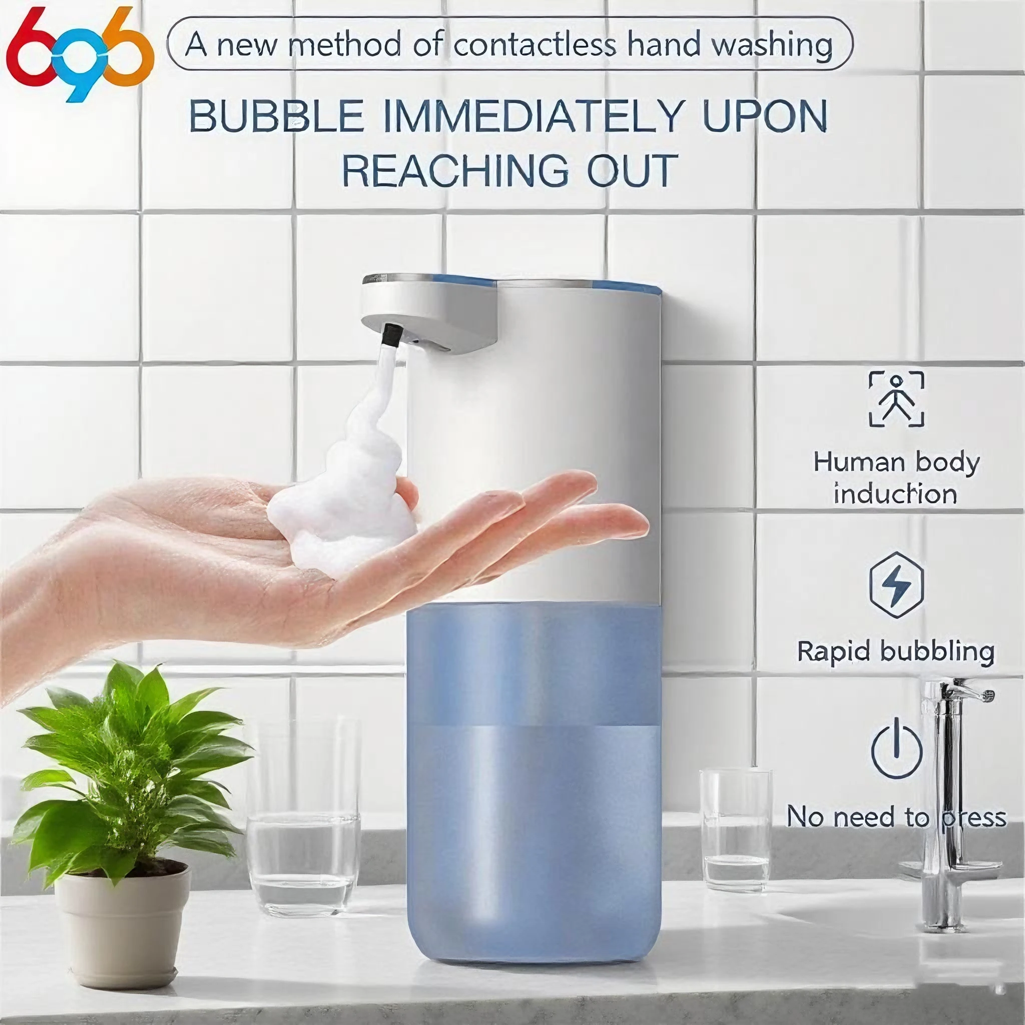 

New Wall Mounted Automatic Soap Dispenser Foam Smart Hand Washing Machine 400ml Liquid Rechargeable Bathroom Induction Sensor