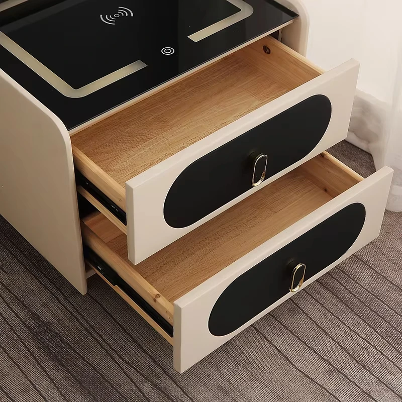 High Quality Bedroom Wireless Charging Nightstand Usb Station Led Light End Table Speaker Smart Bedside Table